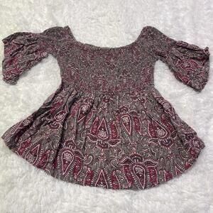 Hollister Smocked Flutter Sleeve Top S Y2K